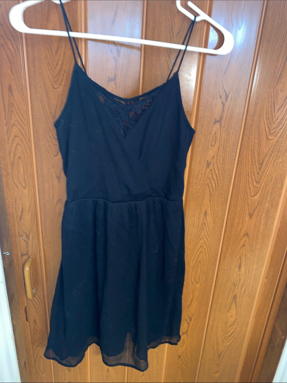 Vintage Black Lace-Trim Spaghetti Strap Dress - Women